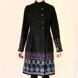 EUC Anthropologie Plenty by Tracy Reese Stitched Spindles Coat Sz 2 Embroidered
